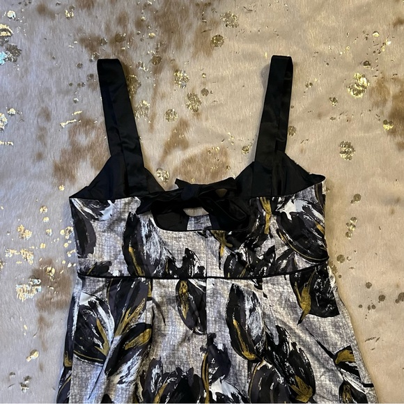 Rebecca Taylor 10 Black Gray Floral Silk Dress - Picture 6 of 10